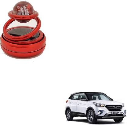 SEMAPHORE Sweet Odour Diffuser Double Ring With Glass Ball Solar Car Perfume intelligent Rotating Suspension Aromatherapy(Red) For Hyundai Creta