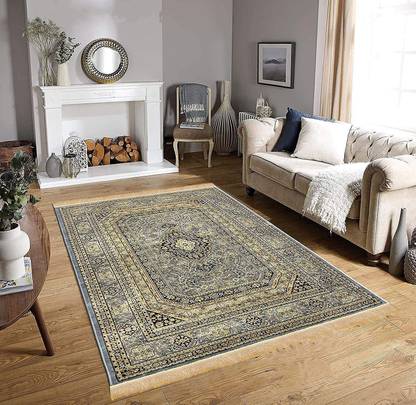 Gem Carpets Grey, Beige Silk Carpet