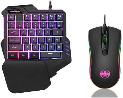 Bloodbat One Handed Gaming Keyboard RGB Backlit 35 Keys AP11l8982 Gaming Mouse Portable Mini Gamin Keypad Ergonomic Game Controller Combo for PC Combo Set Designed for Gaming