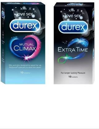 DUREX Extra Time, Mutual Climax Condoms Combo (Each 1,1 Pack) Condom