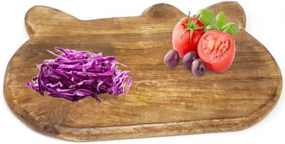 DESI KARIGAR Wooden Kitchen Slicing Cutting Chopping Board Cat Face Shape Large Wooden Cutting Board