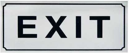 BM RETAIL Self Adhesive Exit Signage Board for Indicating Instruction Door - Exit - Stainless Steel Emergency Sign (Size-18 x 5.5) Emergency Sign