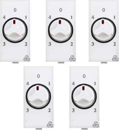 KLICK E-29 Euro Modular Series Step Regulator, Switch Type Regulator, Fan Regulator, 4 Step Regulator (300W, Pack of 5) Step-Type Button Regulator