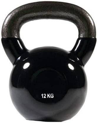 KANG All-Purpose Solid Cast Iron Kettlebell - Ballistic Exercise Set Black (12kg) Black Kettlebell