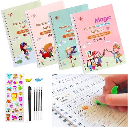 HOMYE Magic Practice Copybook for Kids Handwriting Practice Mini Notebook Magic Practice Copybook for Kids 100 Pages