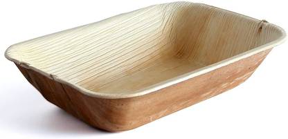 ECONUS Export Quality Bowl |Pack of 25| 9x6" Disposable Rectangular Deep Bowl Uma Areca Cutlery, Areca Palm Leaf Bowl for Party and Function Dinner Plate