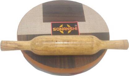 Super HK Wooden Roti Roller/Wodden Chakla Belan/Rolling Pin Board/Roti Maker/Phulka Maker/Chapati Maker Wooden chakla for Home & Kitchen Rolling Pin & Board
