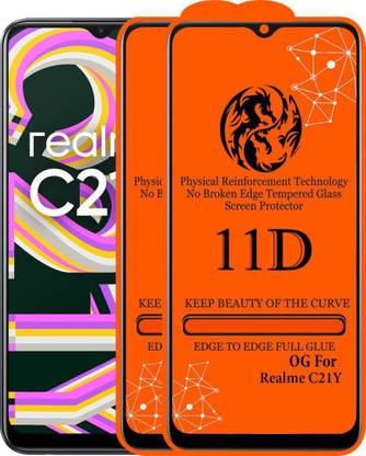 aplexx Edge To Edge Tempered Glass for Realme C21Y | 11D Premium Quality Full Glue 9H Hardness Anti Scratch Full Edge