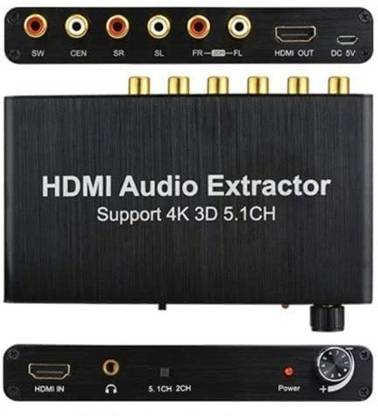 REC Trade HDMI Audio Extractor Support 5.1CH 4K 3D Audio Decode Coaxial to RCA AC3/DST to 5.1 Amplifier Analog Converter Support 4K 3D for PS4 DVD. (RTT-EXT-0202) Media Streaming Device