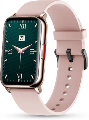 Pebble Unisex 2.5D Curved Screen Smartwatch with Female Cycle Tracker Rose Gold Smartwatch