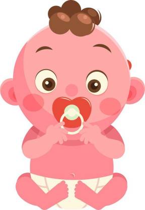 KUKU WALL STICKER 55.88 cm newborn_baby_icons_lovely_cartoon_characters_sketch Self Adhesive Sticker