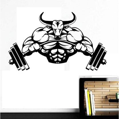 LYOMAN 59 cm Vinyl Wall Sticker Hardfitness Bodybuilding Fitness Center Sport Gym Mural Decal Wall Decor Art Lift Fit Workout Phrase Quote (Black) Non-Reusable Sticker