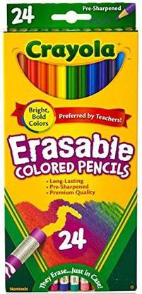 CRAYOLA Erasable Colored Pencils, Kids At Home Activities, 24 Count, Assorted., Long Toy Accessory