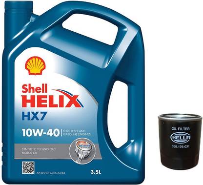 pitstop PSOK29 Oil change Kit - Shell HX7 Engine Oil + Filter - Tata Nano (Petrol) Full-Synthetic Engine Oil