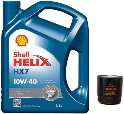 pitstop PSOK21 Oil change Kit - Shell HX7 Engine Oil + Filter - Maruti Suzuki Swift (Petrol) Full-Synthetic Engine Oil