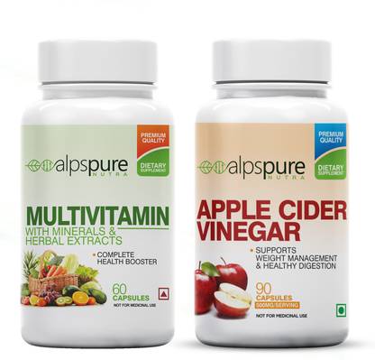 ALPSPURE Nutra (Combo) Multivitamin 60 Capsules & Apple Cider Vinegar 90 Capsules
