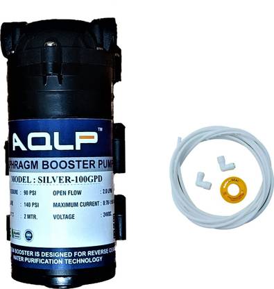 quidipro AQLP 100 GPD RO Booster Pump 24DC for Water Purifiers with Elbow Connector, 1 Taflon Tape, 1/4 pipe 5 Mtr Solid Filter Cartridge