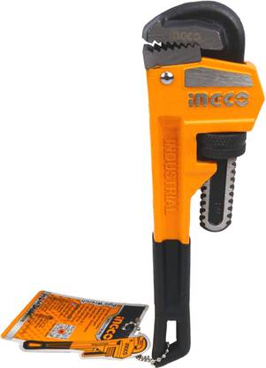 Homdum Heavy Duty Quality Soft Grip INGCO Pipe wrench 8 inch - Heavy duty straight Plumbing Wrench Size 20mm Single Sided Open End Wrench