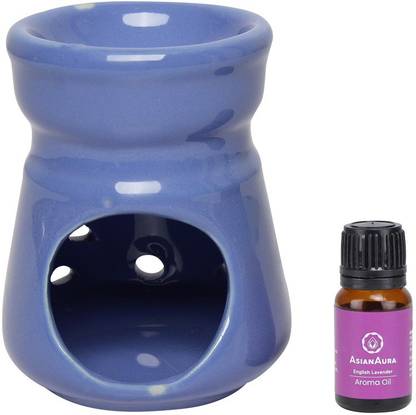 Asian Aura Aroma Oil Burner with 1 Candle & 1 Fragnance oil (English Lavender) Gift Set for Home Fragnance, Purple Diffuser Set Aroma Oil Burner-79