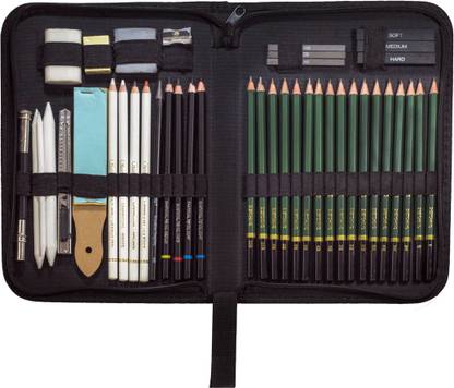 Craftacious Art 42pc Sketching/Drawing Art Tool KIt Set w/ Black Zippered Carrying Case.