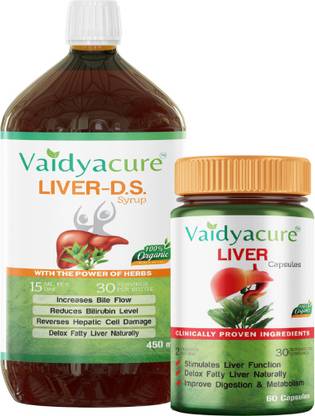 Vaidyacure Liver Detox Kit (450ml Syrup + 60 Capsules)