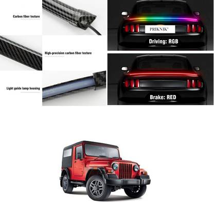 PROEDITION Carbon Fibre LED Rear Spoiler Remote Control Universal Exterior Car LED A112 Matte, Glossy, Chrome Mahindra Thar Rear Garnish