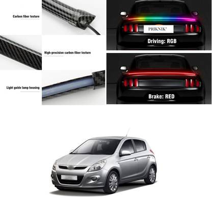 PRTEK Carbon Fibre LED Rear Spoiler with Remote Control for Car Trunk Universal Exterior Car LED Tail Light Strip fit for Roof, Wing, Brake Light, Turn Signal Light Spoiler Lip Kit A85 Matte, Glossy, Chrome Hyundai i20 Rear Garnish