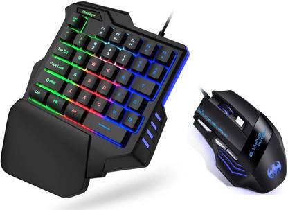 Bluefinger One Hand RGB Gaming Keyboard,USB Wired Single Hand Keyboard with Wrist Rest Support Multimedia Keys, Backlit Ergonomic Mechanical Feeling Keyboard for Game (Combo Series 2.O) Combo Set Designed for Gaming