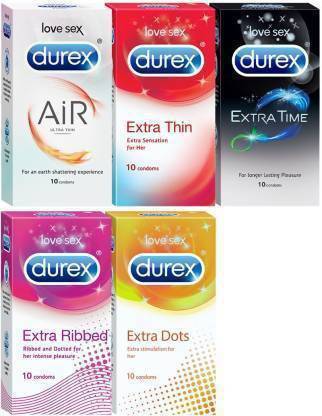 DUREX Extra Thin,Dotts,Time,Ribbed,Air Honeymoon Pack Each 1 Set Condom