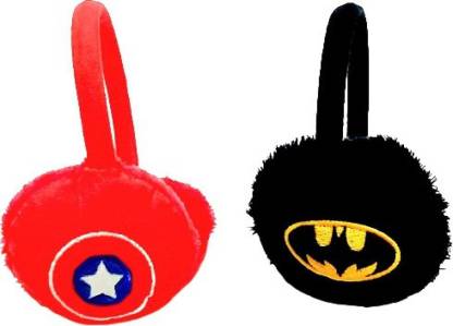 risheeraj Captain America Bat Man Winter Ear Muffs for Kids Latest Style Cute Winter & Outdoor Adjustable Ear Muffs Ear Warmer for Kids (Pack of 2) Ear Muff