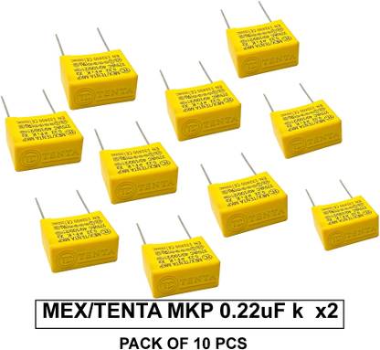 NEMANI BUILDERWARE Safety Capacitor TENTA MKP 0.22uF K X2 (275V~) Pack of 10 Miscellaneous Electronic Hobby Kit