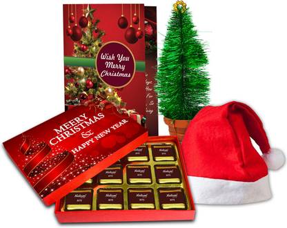 Flipkart SmartBuy Christmas Gifts Box, Merry Christmas Chocolate Box with Miniature Christmas Tree, Greeting Card, Santa Cap, Christmas Chocolate| Christmas Gift Combo Plastic, Paper Gift Box