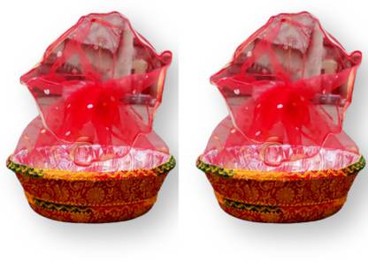 OBlue Decorative Multipurpose Wedding gift Basket (Set of 2) for Plastic Fruit & Vegetable Basket
