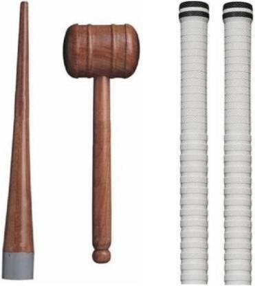 Kiraro Set of 1 wooden gripper (cone) + 1 Hammer + 2 Cricket Bat White Grip Super Tacky