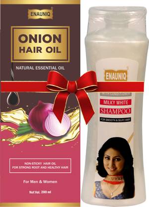 ENAUNIQ Onion Hair Oil 100 ml + Milky White Shampoo 200 Ml Hair Oil
