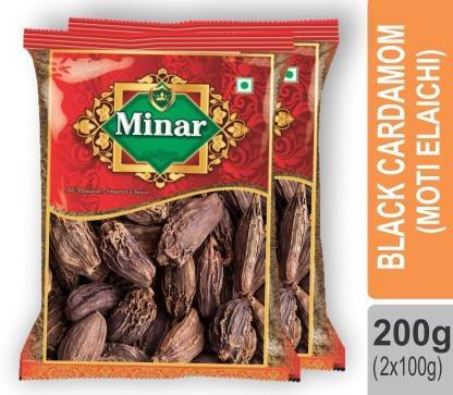 Minar New Trending Black Cardamom (Badi Elaichi) 200gm (100g x2) (2 x 100 g)