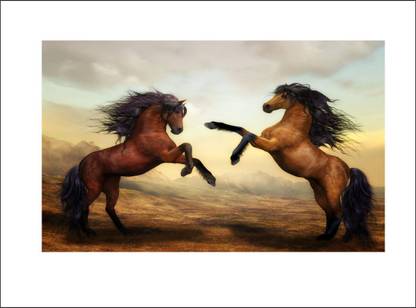 Sahaj Décor 80 cm Most Beautifull horse Images , two horse Left Right, Full HD Horse images, Standing up Horse, Wonderfull Pictures, Horse Wallpapers, two horse Image, wall Sticker , Window sticker, Vinyle SIZE [ 80X50] Self Adhesive Sticker