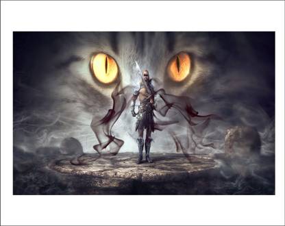 décor nirmal 80 cm beautifull scencery cat background dark colour background danger picture fog background picture size [ 80x50 cm ] Self Adhesive Sticker