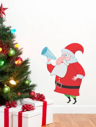 ADVAIT DESIGNS 68 cm Funny cartoon santa claus multicolor pvc vinyl wall sticker Self Adhesive Sticker