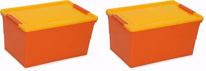 HOMEDECOR Nilkamal Orange Yellow 50 Ltr Set Of 2 Storage Box
