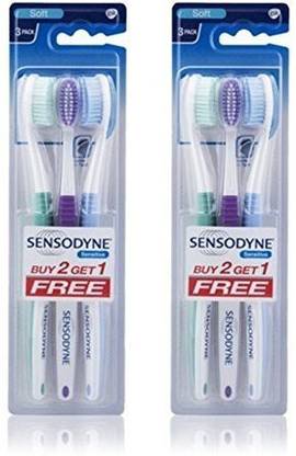 SENSODYNE Sensitive Toothbrush (2+1 Pack) Soft Toothbrush