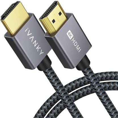 IVANKY  TV-out Cable 4K HDMI Cable 6.6 ft, High Speed 18Gbps HDMI 2.0 Cable, 4K HDR, 3D, 2160P, 1080P, Ethernet - Braided HDMI Cord 32AWG, Audio Return(ARC) Compatible UHD TV, Blu-ray, PC, Projector