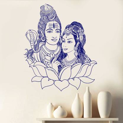 Newway Decaals devotional Image of Siva And Parvathi (Large size)