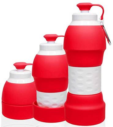 Jemini Silicone Folding Water Bottle with Handle Heat Resistant, Reusable & Leak-Proof 580 ml Bottle