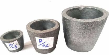 ATAR Set of 3 Casting Clay Graphite Crucible for Gold Silver Copper Brass Aluminum Foundry Furnace Torch Melting - 3pcs. Crucible