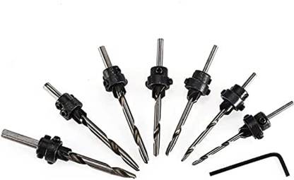 PINDIA Hardware Tool 7Pcs Woodworking Countersink Drill Bits Set, Tapered High-Speed Steel Drill Woodworking With a Hex Key Perfect for Wood