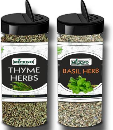 mickno organics Premium Fresh Basil Herbs and Thyme Herbs combo (50g each) pack of 2 (100g)