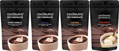cocosutra Hot Chocolate 400gm Combo | Swiss Vanilla, Mocha, Caramel & Hazelnut | Assorted Drinking Chocolate Gourmet Collection