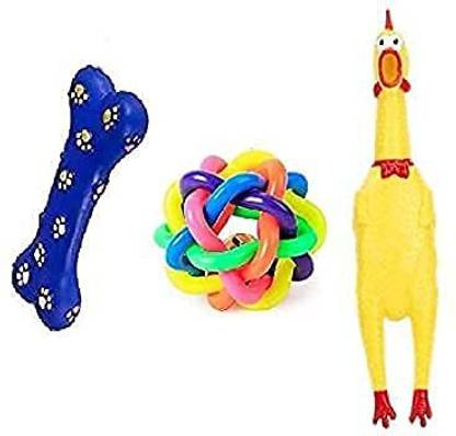 PSK PET MART Dog & Puppy Rubber Chew Rubber Bone Toy, Squeaky Chicken Toy Rubber Ball, Bone, Chew Toy, Rubber Toy, Squeaky Toy, Soft Toy, Training Aid, Tough Toy For Dog & Cat