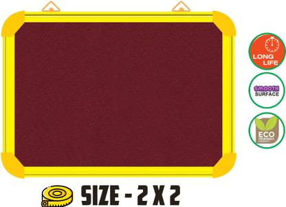 WRITING AND DISPLAY Pin-up display board for office & school lightweight 2*2 feet, YELLOW ALLUMINIUM(WINE)pin up board Bulletin Board PINUP BOARD Bulletin Board CORK Bulletin Board